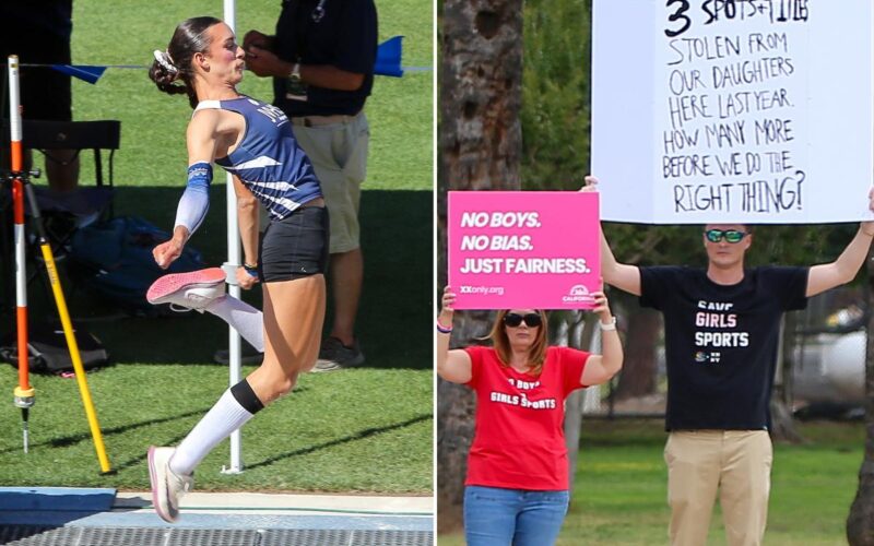 Trans athlete wins state medal as protests erupt outside