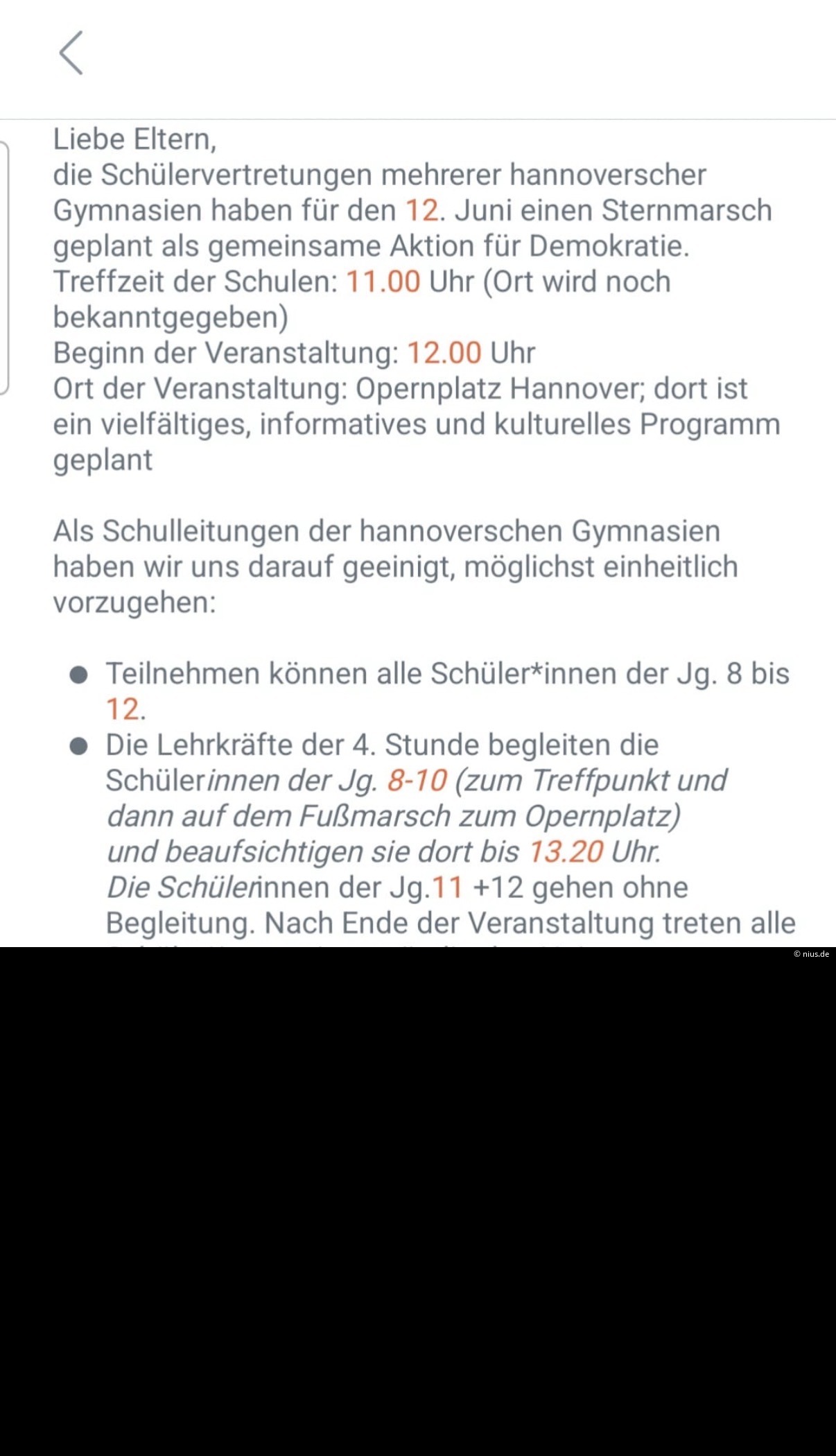 Das Kaiser-Wilhelm- und Ratsgymnasium Hannover lädt ebenfalls zum „Sternmarsch“.
