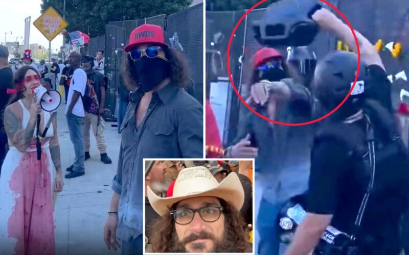 Far-left anti-ICE activists pour gasoline on Trump supporter in LA