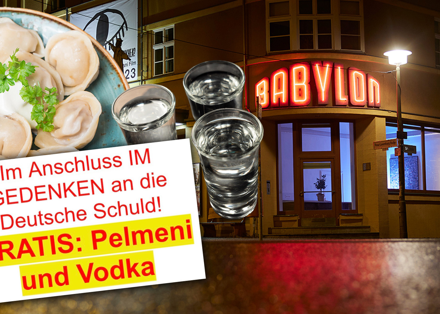 Berlin Cinema Commemorates “German Guilt” with “Free Pelmeni and Vodka”