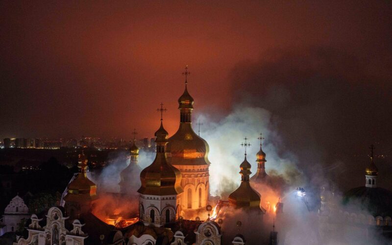 Russian airstrikes on Ukraine: At least nine dead, famous cave monastery burns