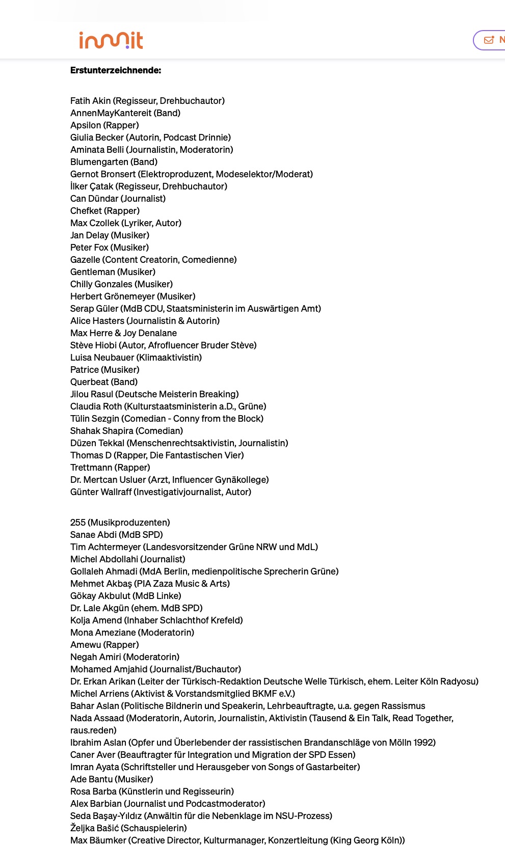 Wirkt schier unendlich und geht auch noch weiter: Die Liste der Unterstützer der „Save Cosmo Radio!“-Kampagne.