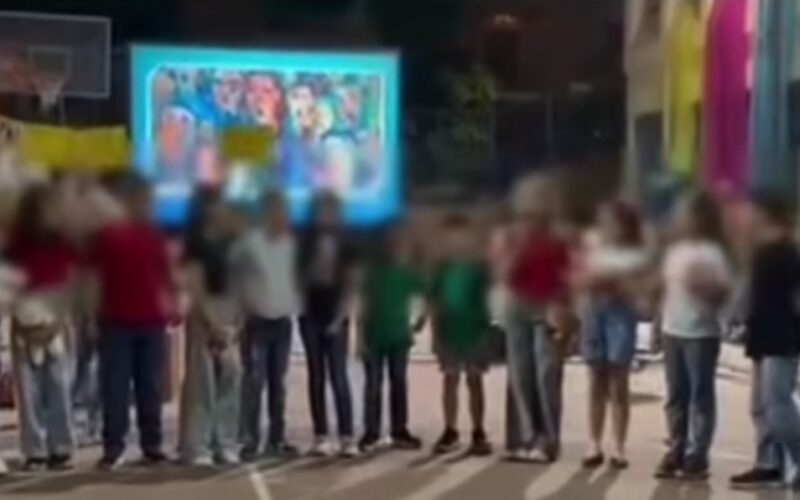 Elementary school kids made to chant “Free Palestine