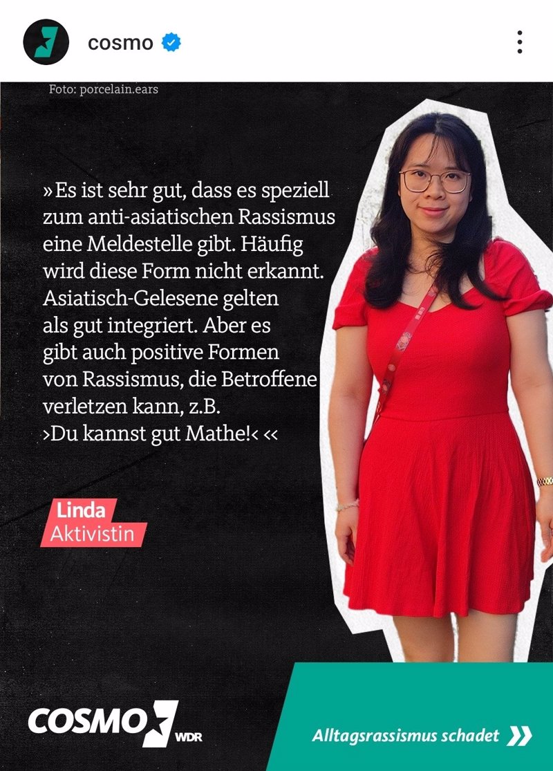 Auf der Instagram-Seite von „Cosmo“ wird erklärt, was „positive Formen des Rassismus“ sind.