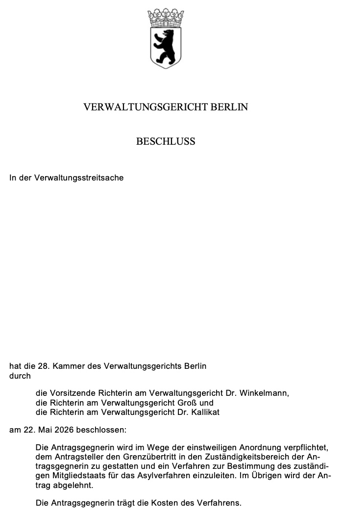 Das Urteil des Verwaltungsgerichts Berlin liegt NIUS vor.