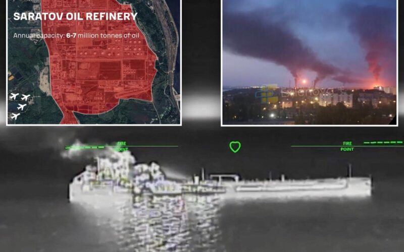 Ukrainian Drones Strike Russian Oil Sites, Ignite Tankers