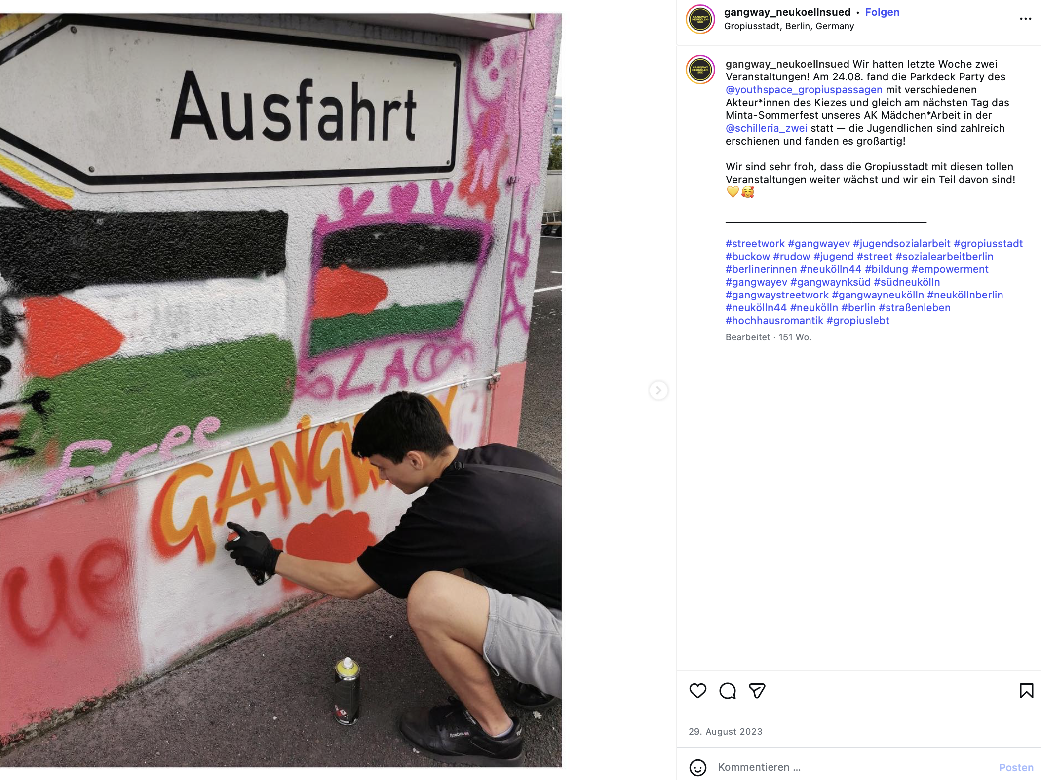 Gesprühte Palästina-Flaggen bei dem Graffiti-Event.