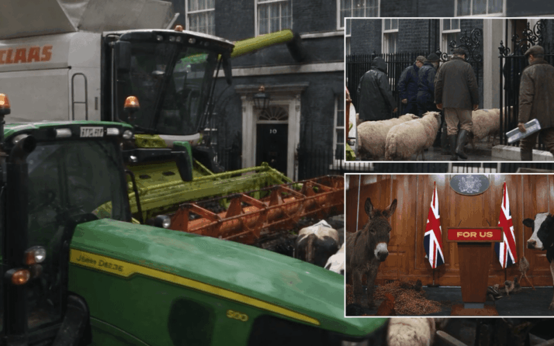 Farmers storm Downing Street in viral spoof slamming Labour