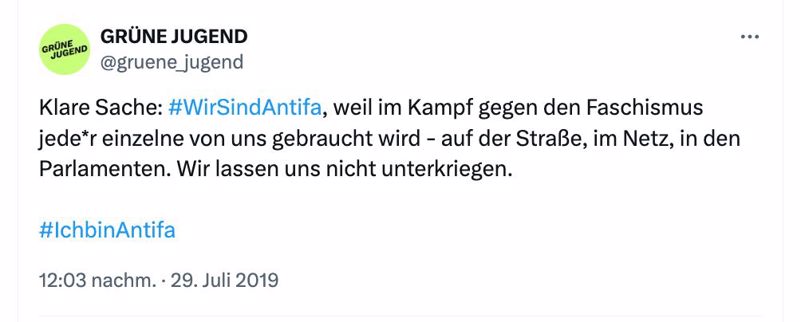 Tweet der Grünen Jugend aus dem Jahr 2019.